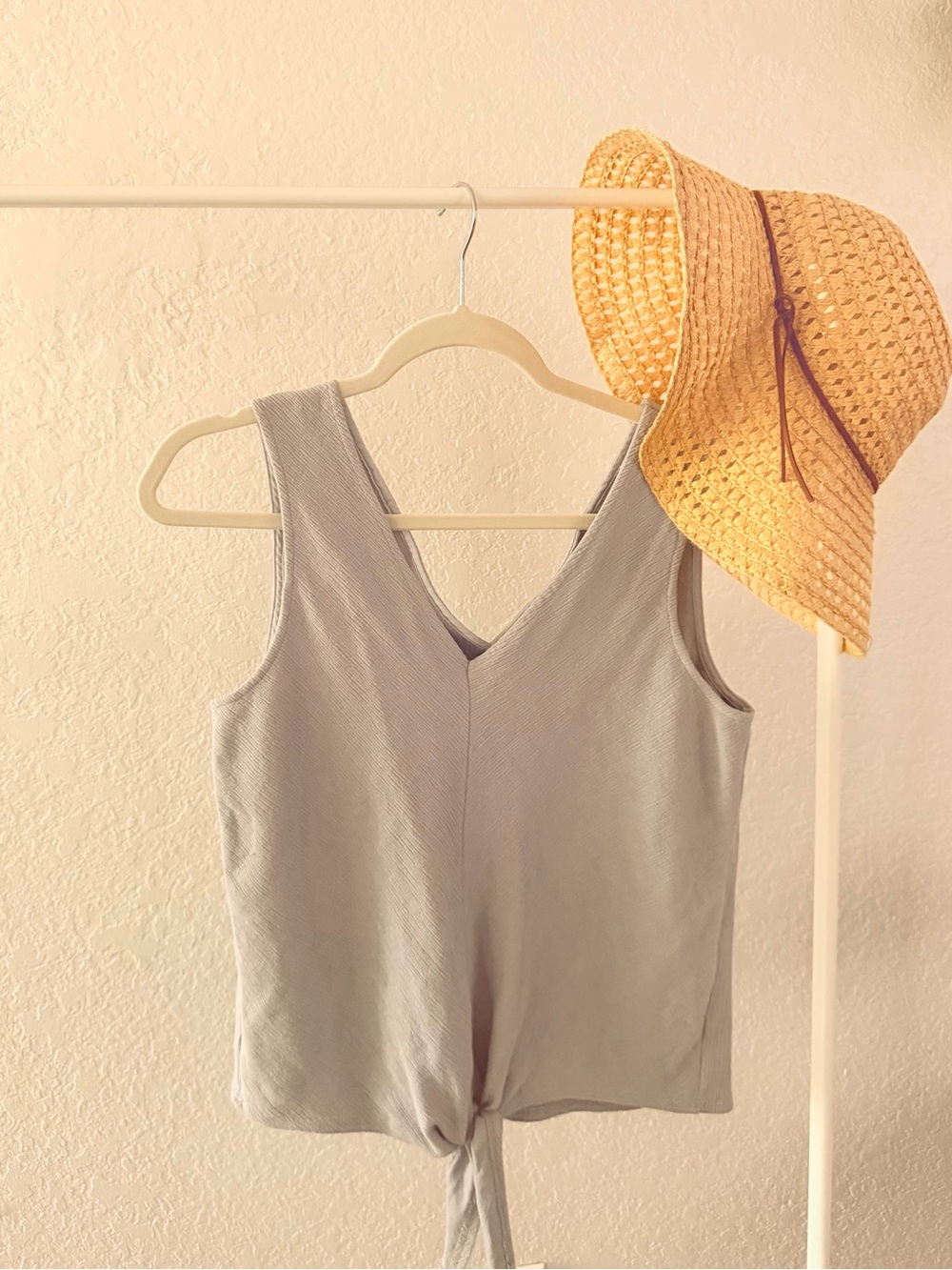 MELLODAY Dusty Blue V-Neck Tie-Front Tank